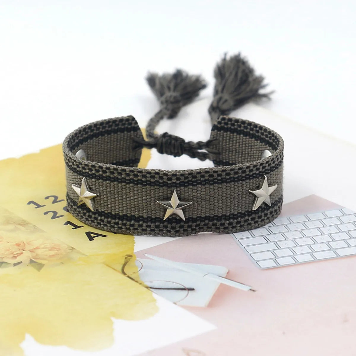 1 Piece Retro Star Stripe Alloy Polyester Unisex Bracelets