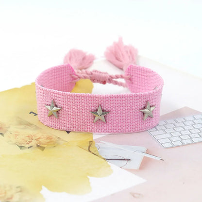 1 Piece Retro Star Stripe Alloy Polyester Unisex Bracelets