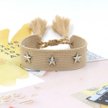 1 Piece Retro Star Stripe Alloy Polyester Unisex Bracelets