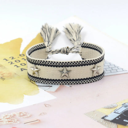 1 Piece Retro Star Stripe Alloy Polyester Unisex Bracelets