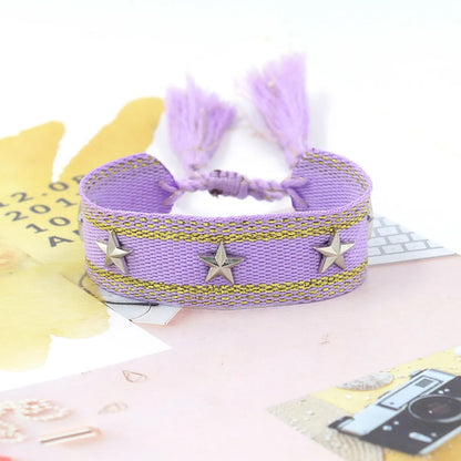 1 Piece Retro Star Stripe Alloy Polyester Unisex Bracelets