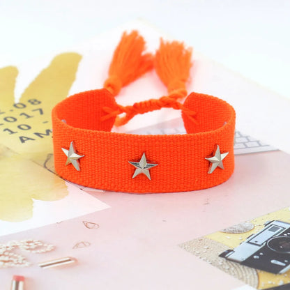 1 Piece Retro Star Stripe Alloy Polyester Unisex Bracelets