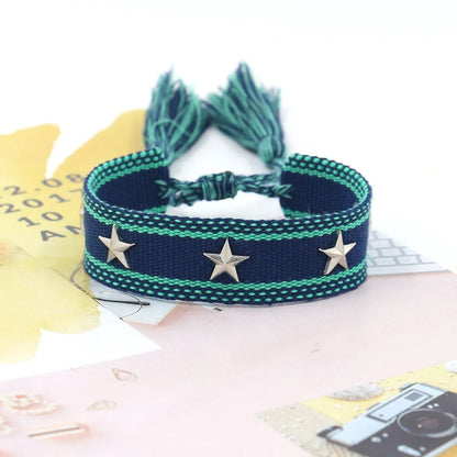 1 Piece Retro Star Stripe Alloy Polyester Unisex Bracelets