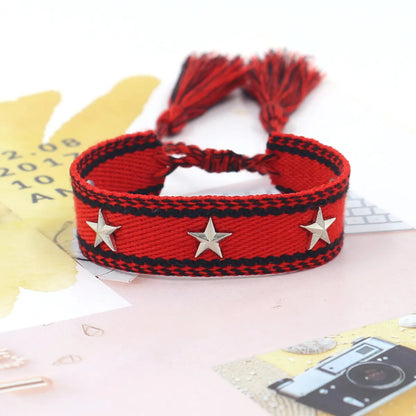 1 Piece Retro Star Stripe Alloy Polyester Unisex Bracelets