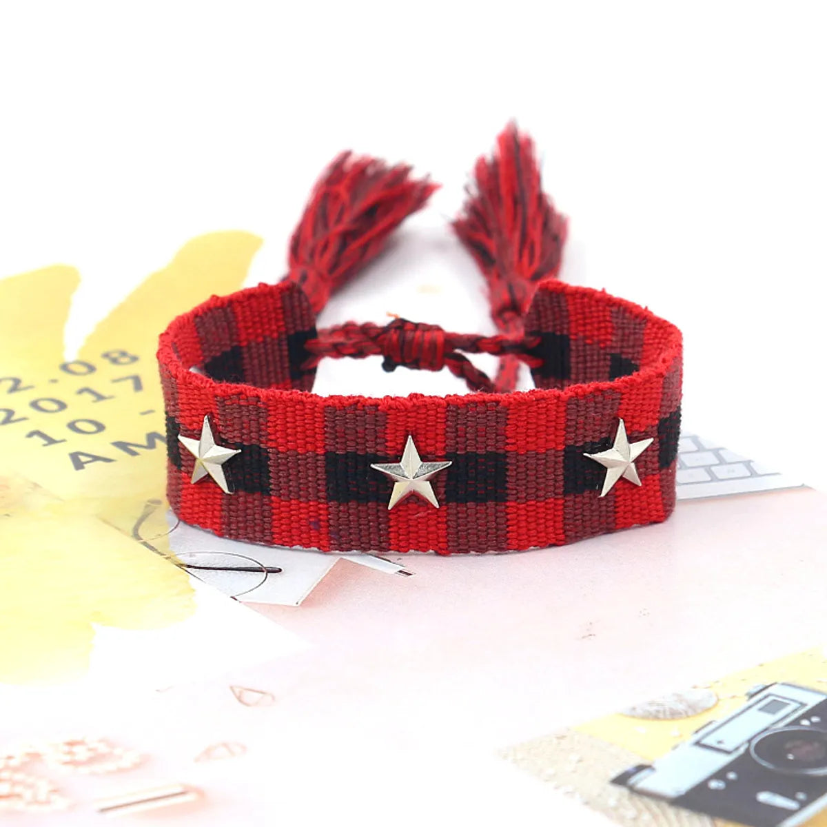 1 Piece Retro Star Stripe Alloy Polyester Unisex Bracelets