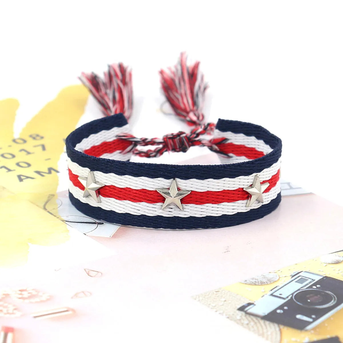 1 Piece Retro Star Stripe Alloy Polyester Unisex Bracelets