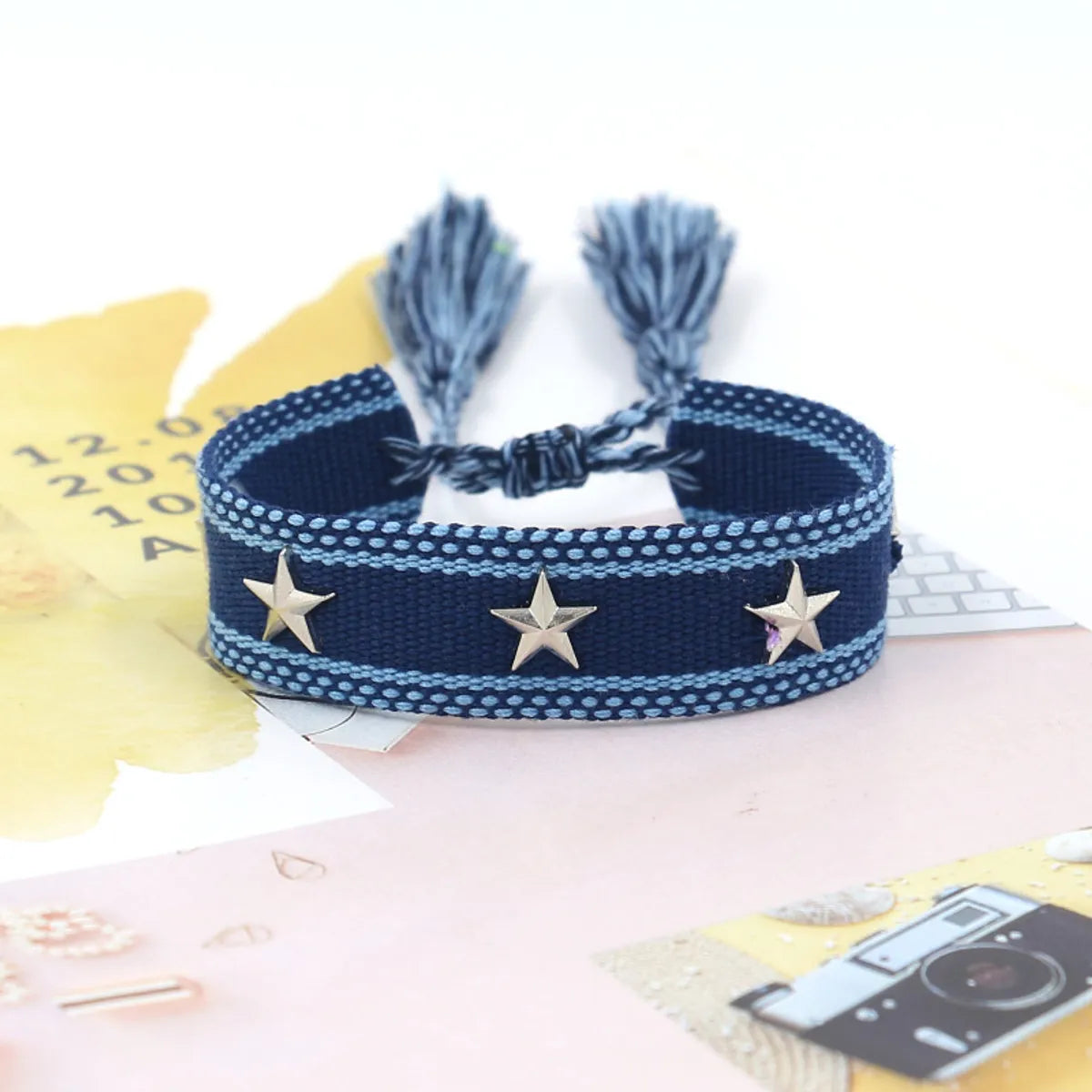 1 Piece Retro Star Stripe Alloy Polyester Unisex Bracelets