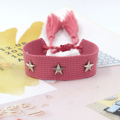 1 Piece Retro Star Stripe Alloy Polyester Unisex Bracelets