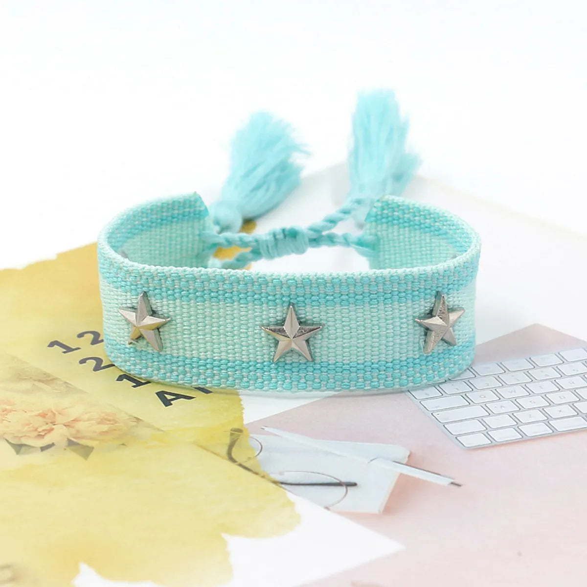 1 Piece Retro Star Stripe Alloy Polyester Unisex Bracelets