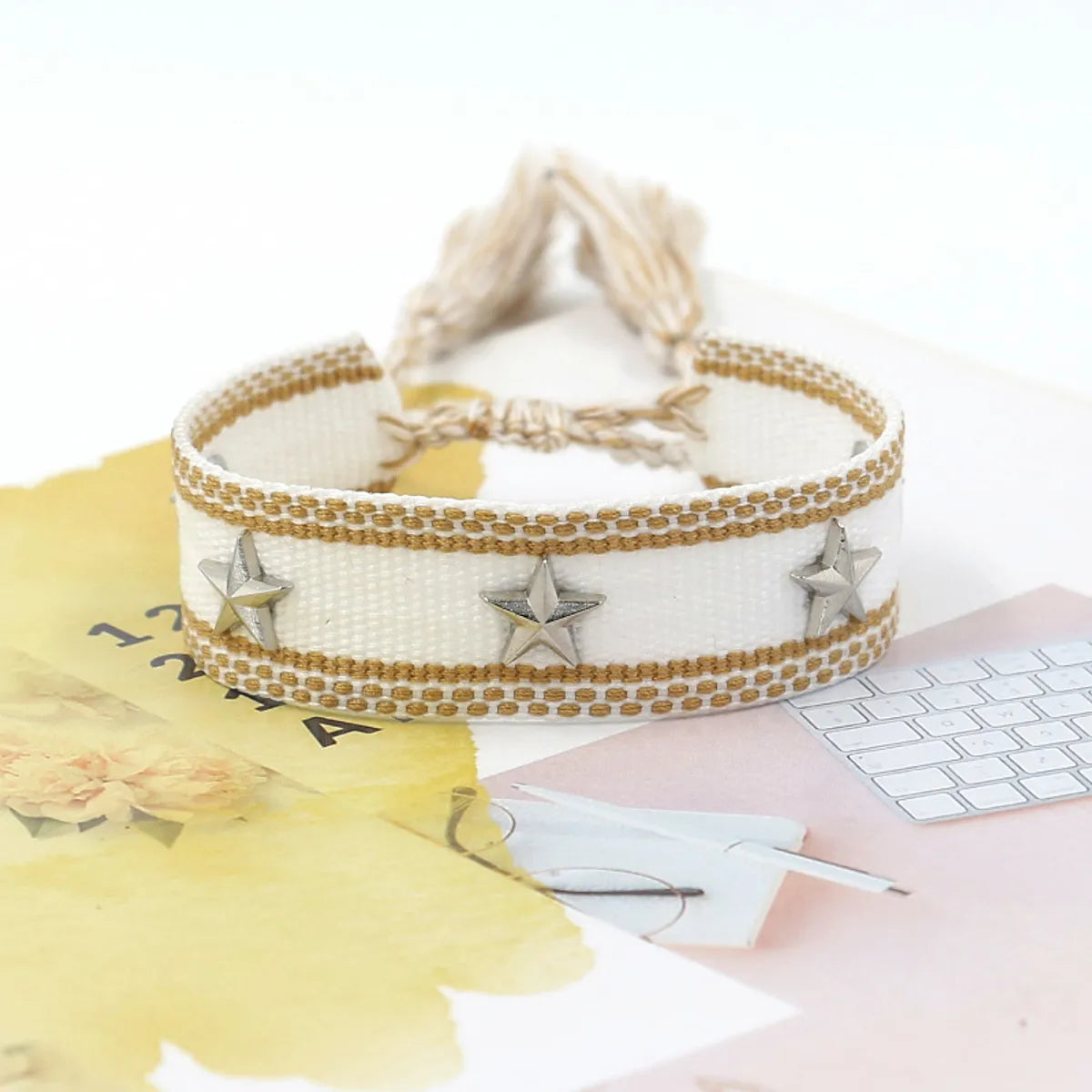 1 Piece Retro Star Stripe Alloy Polyester Unisex Bracelets