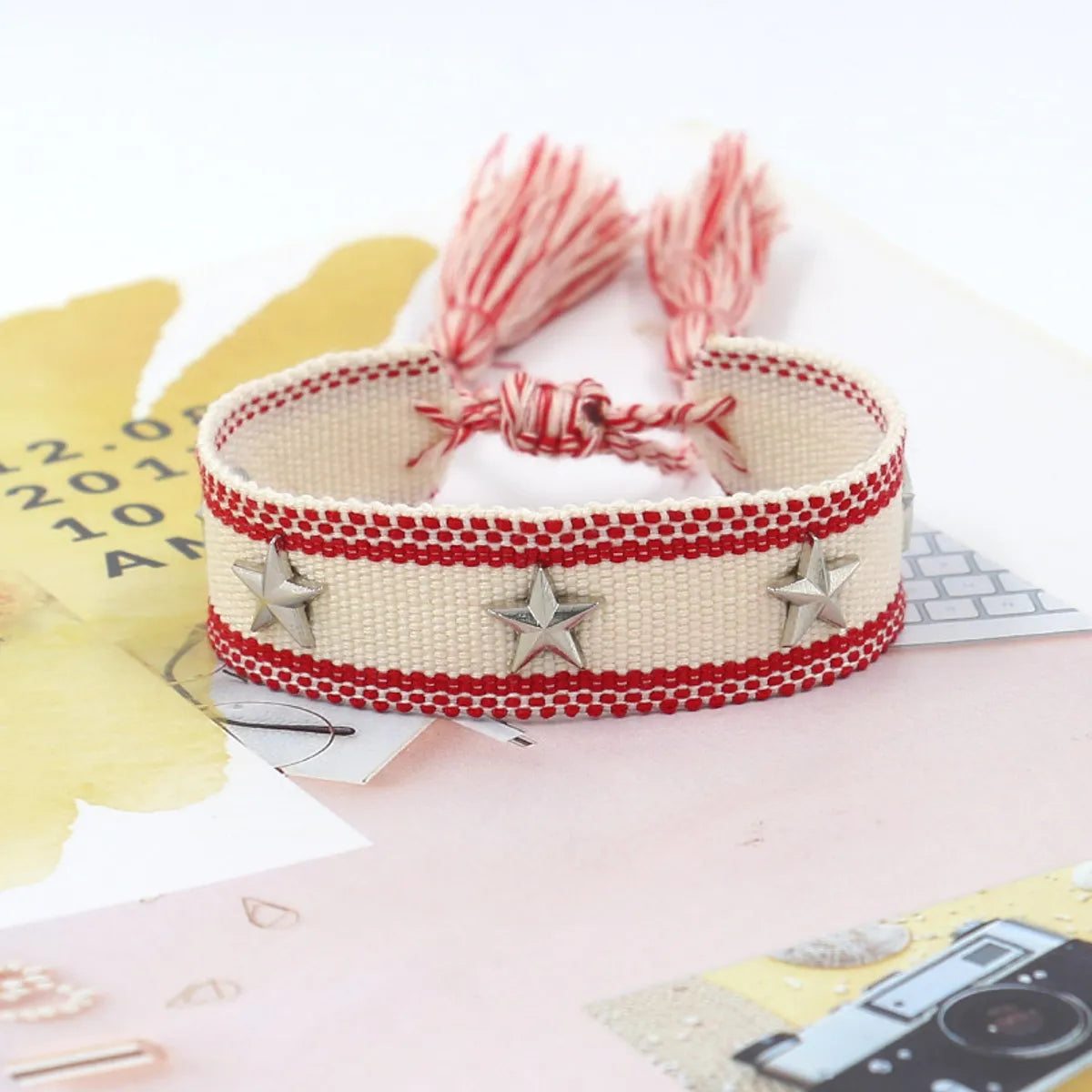 1 Piece Retro Star Stripe Alloy Polyester Unisex Bracelets