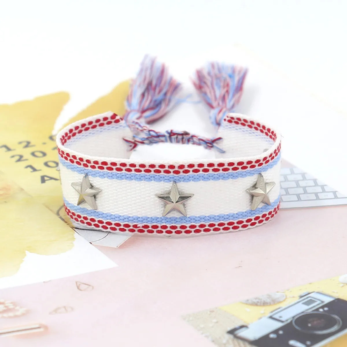 1 Piece Retro Star Stripe Alloy Polyester Unisex Bracelets