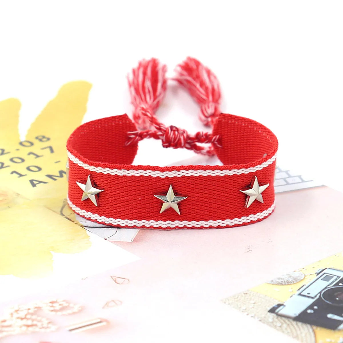 1 Piece Retro Star Stripe Alloy Polyester Unisex Bracelets