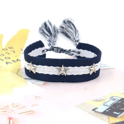 1 Piece Retro Star Stripe Alloy Polyester Unisex Bracelets