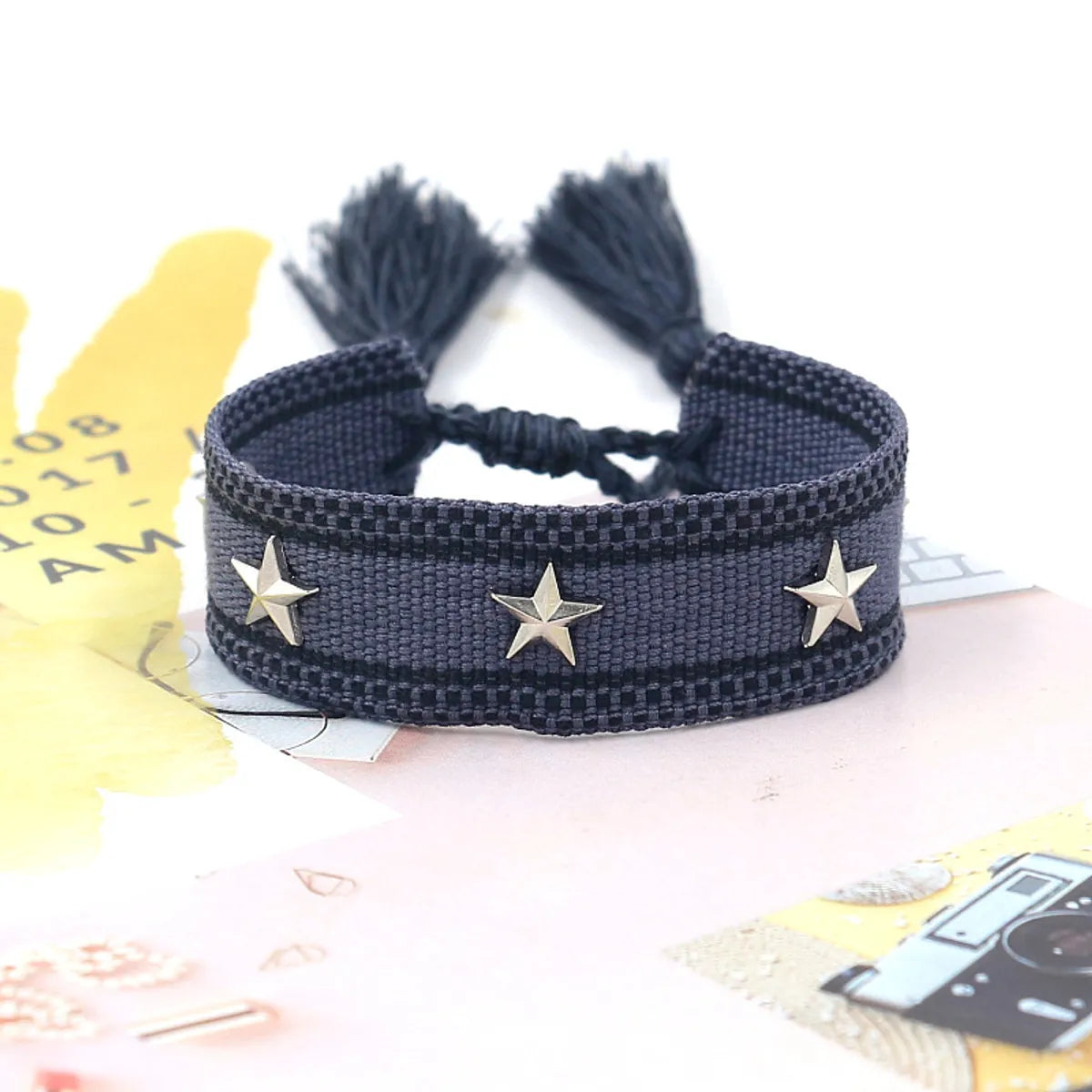 1 Piece Retro Star Stripe Alloy Polyester Unisex Bracelets