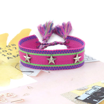 1 Piece Retro Star Stripe Alloy Polyester Unisex Bracelets