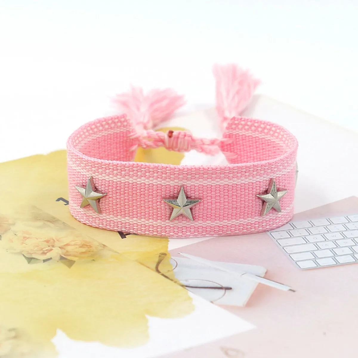 1 Piece Retro Star Stripe Alloy Polyester Unisex Bracelets