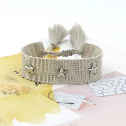 1 Piece Retro Star Stripe Alloy Polyester Unisex Bracelets