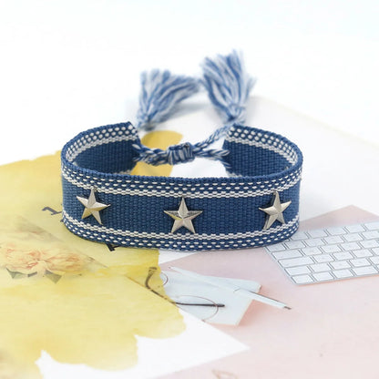 1 Piece Retro Star Stripe Alloy Polyester Unisex Bracelets