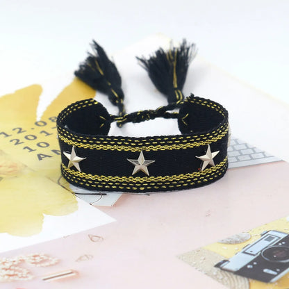 1 Piece Retro Star Stripe Alloy Polyester Unisex Bracelets