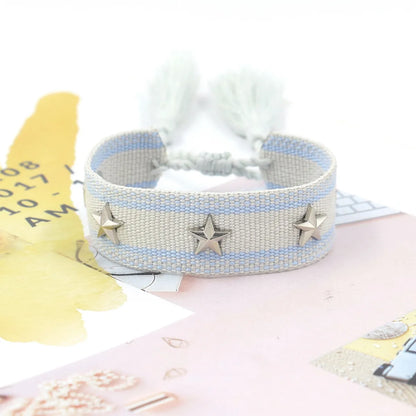 1 Piece Retro Star Stripe Alloy Polyester Unisex Bracelets