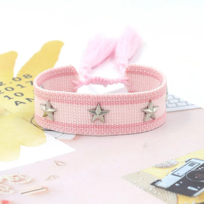 1 Piece Retro Star Stripe Alloy Polyester Unisex Bracelets