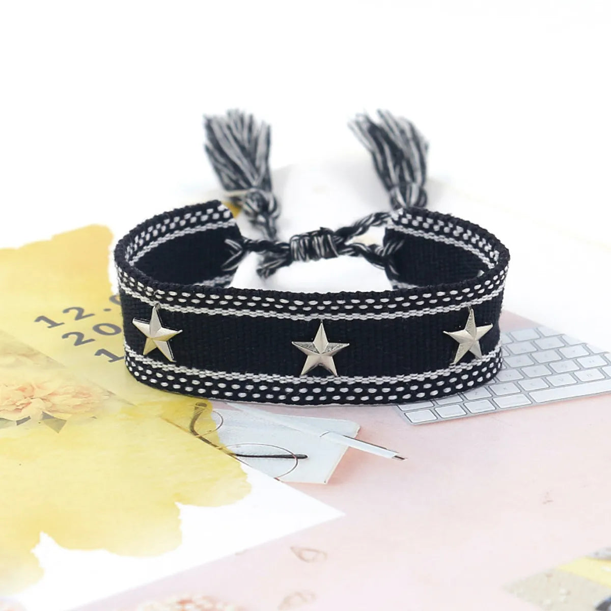 1 Piece Retro Star Stripe Alloy Polyester Unisex Bracelets