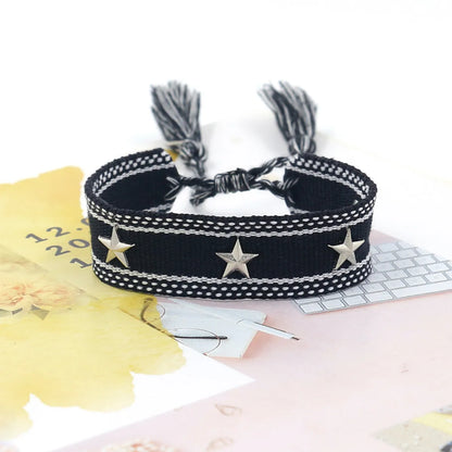 1 Piece Retro Star Stripe Alloy Polyester Unisex Bracelets