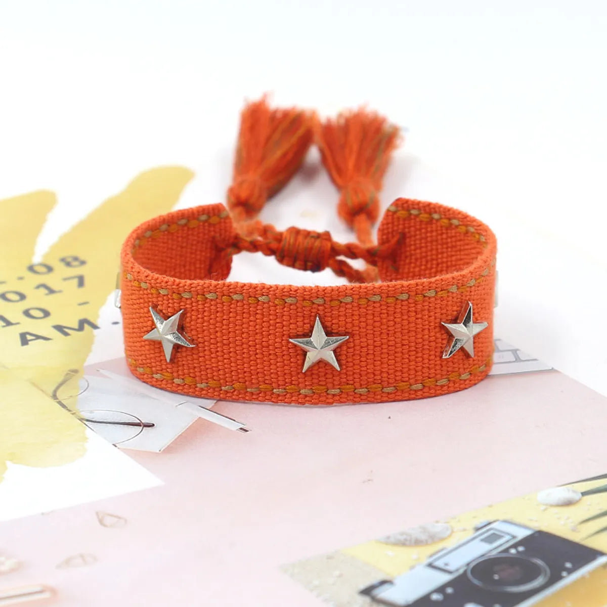 1 Piece Retro Star Stripe Alloy Polyester Unisex Bracelets