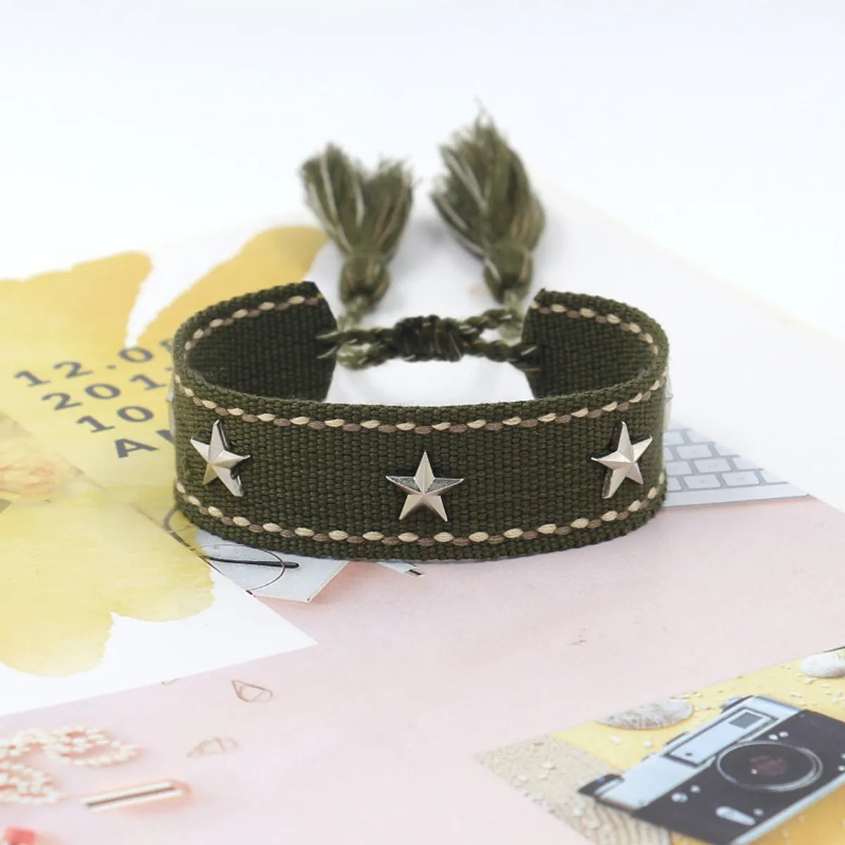 1 Piece Retro Star Stripe Alloy Polyester Unisex Bracelets