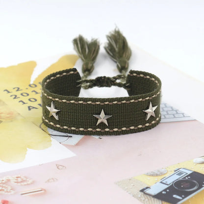 1 Piece Retro Star Stripe Alloy Polyester Unisex Bracelets