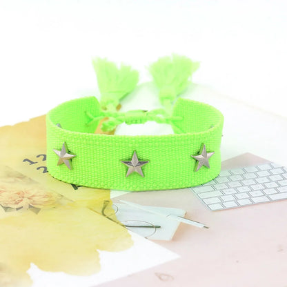 1 Piece Retro Star Stripe Alloy Polyester Unisex Bracelets