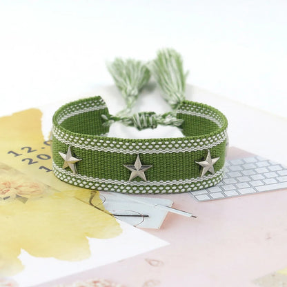 1 Piece Retro Star Stripe Alloy Polyester Unisex Bracelets