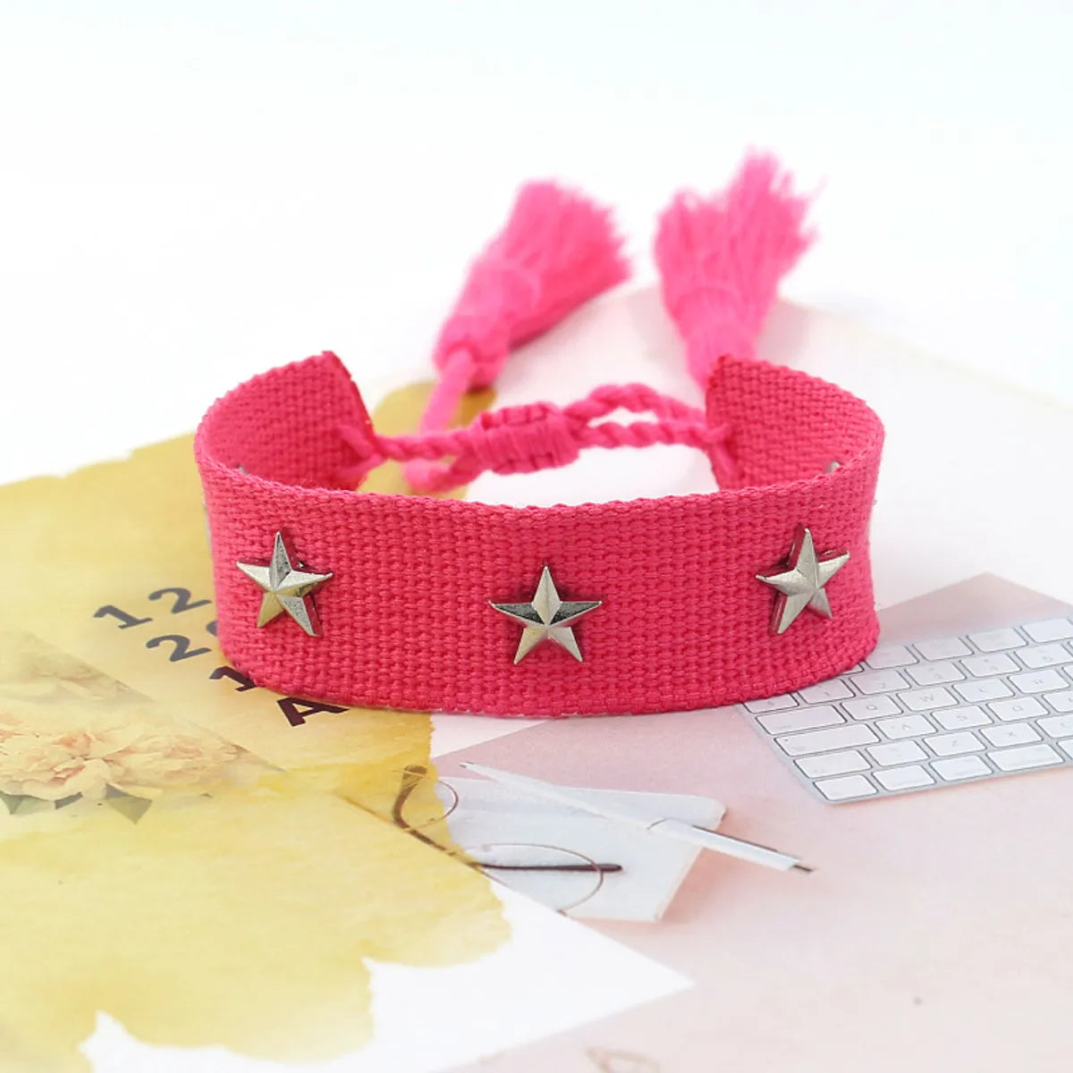 1 Piece Retro Star Stripe Alloy Polyester Unisex Bracelets