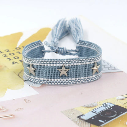 1 Piece Retro Star Stripe Alloy Polyester Unisex Bracelets