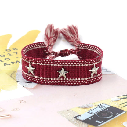 1 Piece Retro Star Stripe Alloy Polyester Unisex Bracelets