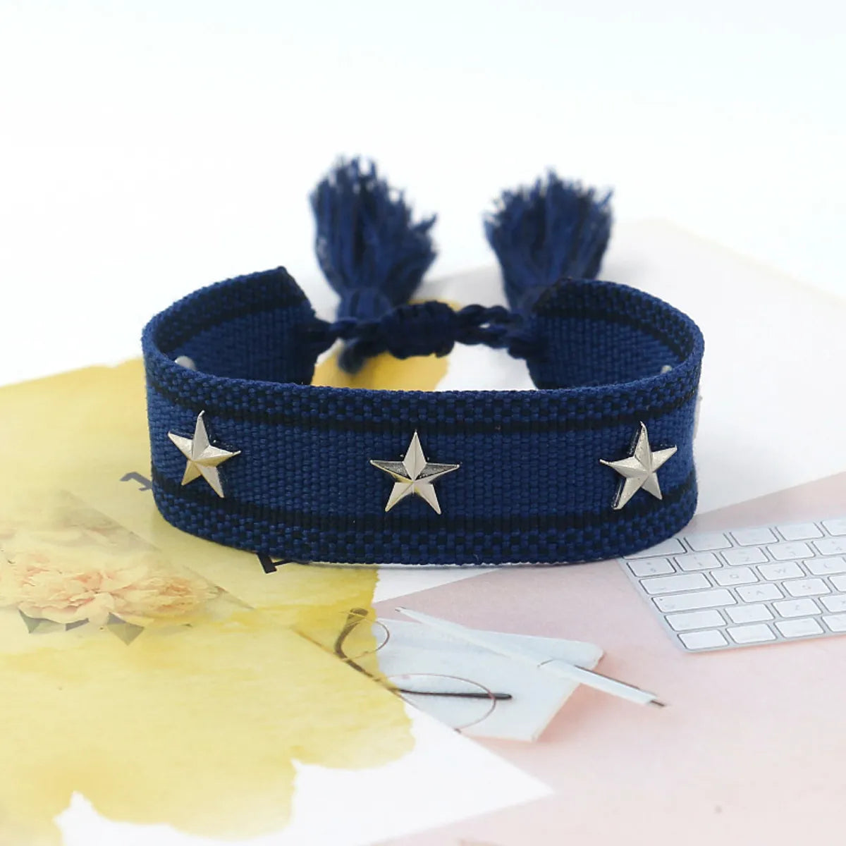 1 Piece Retro Star Stripe Alloy Polyester Unisex Bracelets