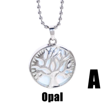 1 Piece Retro Sun Tree Dragon Copper Plating Inlay Opal Stone Pendant Necklace