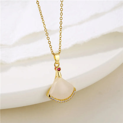 Retro Water Droplets Heart Shape Snowflake Stainless Steel Titanium Steel Plating Inlay Zircon 18k Gold Plated Gold Plated Pendant Necklace