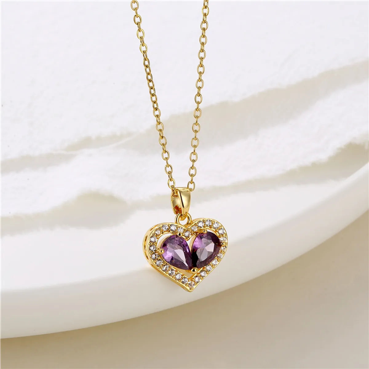 Retro Water Droplets Heart Shape Snowflake Stainless Steel Titanium Steel Plating Inlay Zircon 18k Gold Plated Gold Plated Pendant Necklace