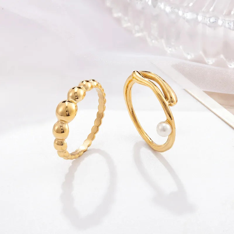 1 Piece Retro Waves Titanium Steel Plating Rings