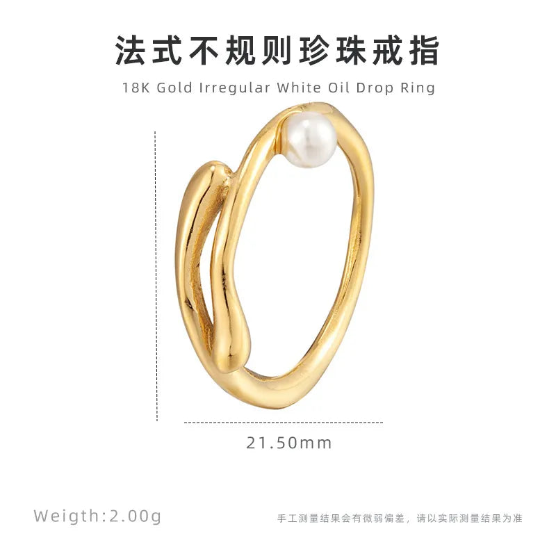 1 Piece Retro Waves Titanium Steel Plating Rings