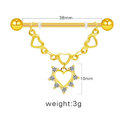 1 Piece Ear Cartilage Rings & Studs Sexy Star Moon Heart Shape 316 Stainless Steel  Alloy Plating Inlay Rhinestones Gold Plated