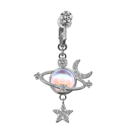 1 Piece Sexy Star Moon Planet Stainless Steel Plating Zircon Belly Ring