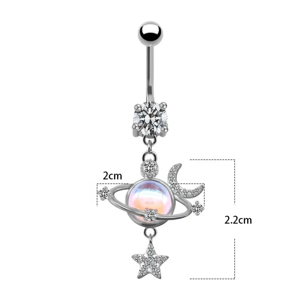 1 Piece Sexy Star Moon Planet Stainless Steel Plating Zircon Belly Ring