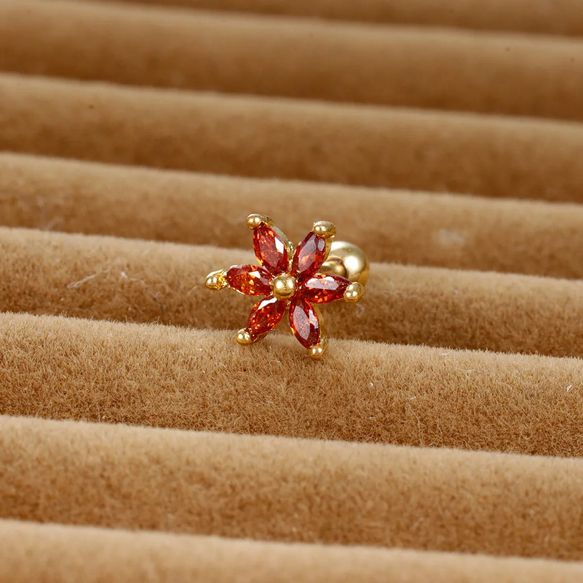 1 Piece Shiny Flower Plating Inlay Stainless Steel Zircon Ear Studs