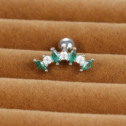 1 Piece Shiny Geometric Flower Rhombus Plating Inlay Stainless Steel Zircon Ear Studs