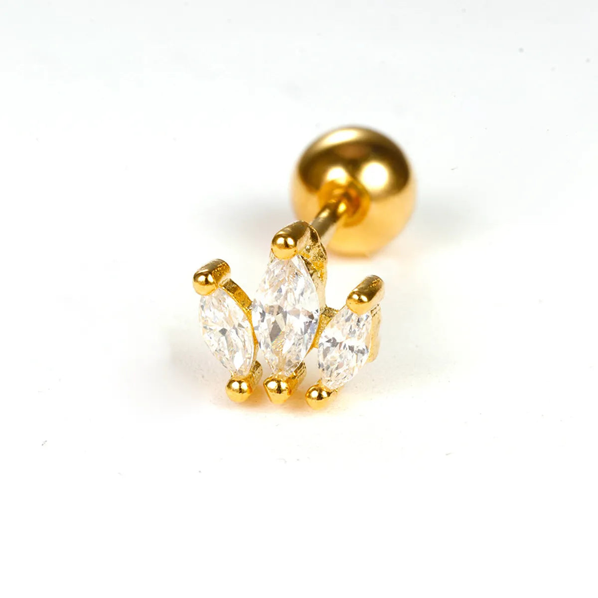 1 Piece Shiny Geometric Plating Inlay Copper Zircon Ear Studs