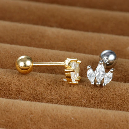 1 Piece Shiny Geometric Plating Inlay Copper Zircon Ear Studs