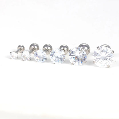 1 Piece Shiny Round Plating Inlay Stainless Steel Zircon Ear Studs